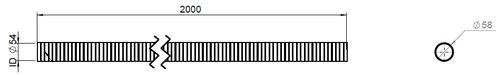 Flex Pipe, D2S, OD/ID=58/54 L=2000, SS