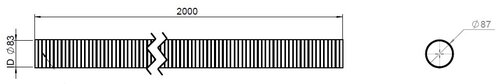 Flex Pipe, D2S, OD/ID=87/83  L=2000, ZINC