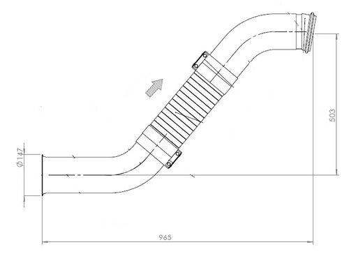 Exhaust Pipe w. Flex, D2S+ for DAF, E-line