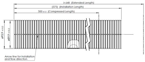 Flex Pipe, D3S, Ø=89.9 / L=575, SS