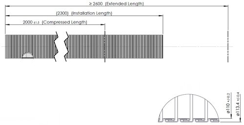 Flex Pipe, D2S+, OD/ID=113.4/110  L=2000, ZINC