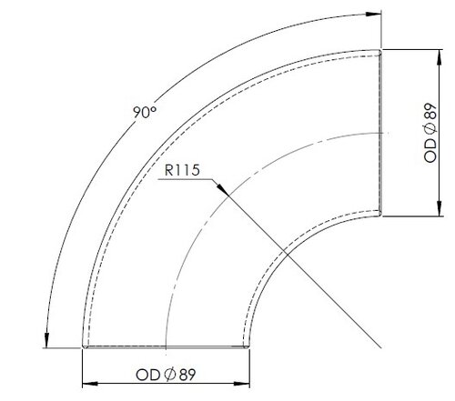 90° Elbow Cast OD=88.9 / T=3.2, SPD