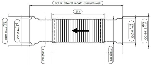 Exhaust Flex, D3S for Peterbilt