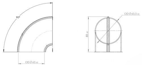 90° Elbow Welded/Thin Wall OD=63.5 / T=1.5, SPD