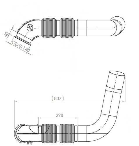 Exhaust Pipe w. Bellow for Mercedes, E-Line