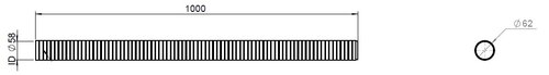 Flex Pipe, D2S, OD/ID=62/58  L=1000, ZINC