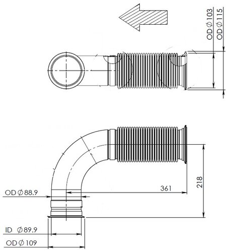 Exhaust Pipe w. Bellow for DAF