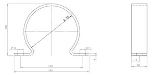 Pipe Bracket, Ø=100 / L=120 mm, ZINC