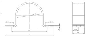 Pipe Bracket, Ø=75 / L=105, ZINC