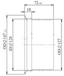 Pipe Connection Female for DAF style, Ø=127 /L=72 mm, ALU