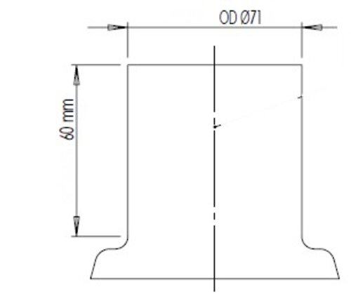 Pipe Connection Female for Mercedes, Ø=71 / L=86 mm, ALU