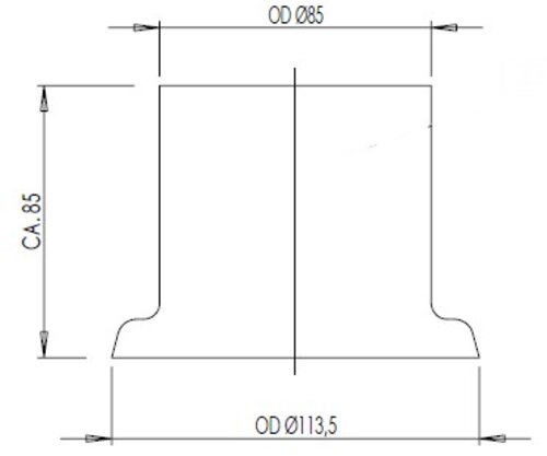 Pipe Connection Female for Mercedes, Ø=85 / L=85 mm, ALU