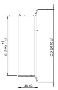 Pipe Connection Female for Volvo style, Ø=90 / L=30 mm, ALU