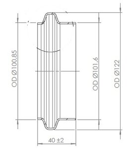 Pipe Connection Male for Volvo style, Ø=101.6 / L=40 mm, INOX