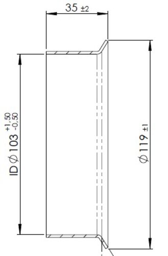 Pipe Connection Female for Volvo style, Ø=103 / L=35 mm, ALU