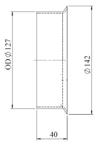 Pipe Connection Female for Scania style, Ø=127 / L=40 mm, ALU