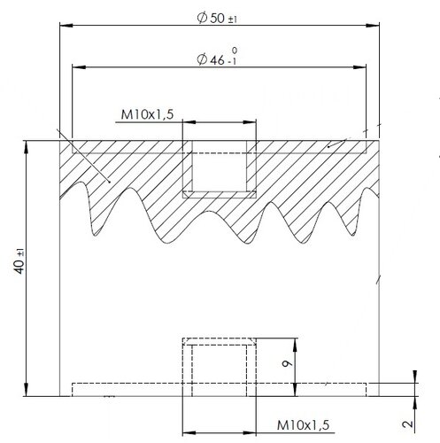 Rubber Mounting for Volvo, Ø=50 / L=40, M10, ZINC