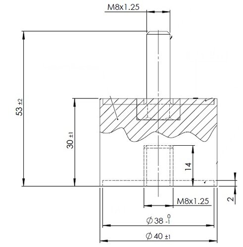 Rubber Mounting for MAN, Ø=40 / L=53, M8, ZINC