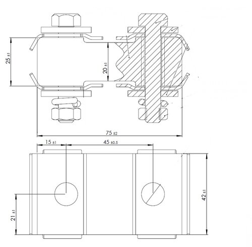 Rubber Mounting for Mercedes, L=75, W=42, H=25, M8, ZINC