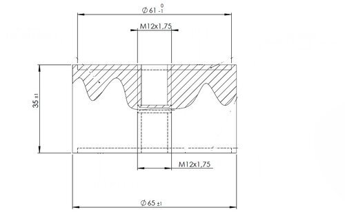 Rubber Mounting for Scania,  Ø=65 /L=35, M12, ZINC