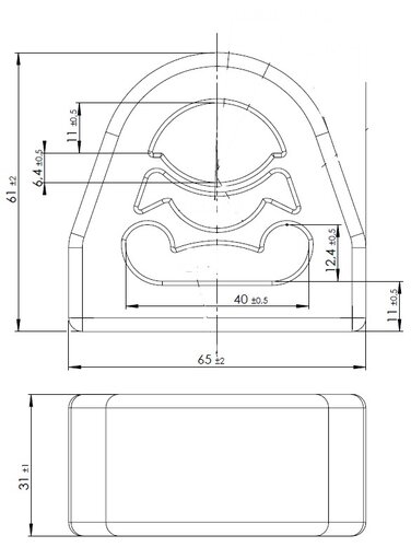 Rubber Mounting for Mercedes, L=31, W=65, H=61, Rubber