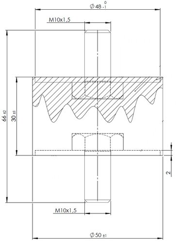 Rubber Mounting for Mercedes, Ø=50 /L=66, M10, ZINC