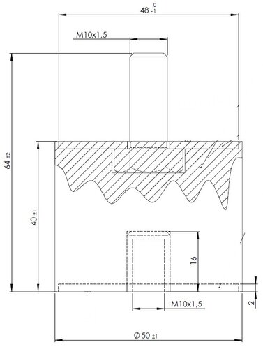 Rubber Mounting for MAN, Ø=50 / L=64, M10, ZINC