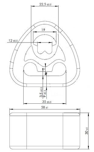 Rubber Mounting for Mercedes, L=30 / W= 58, Rubber