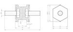 Rubber Mounting for Mercedes, Ø=27 /L=60, M8, ZINC