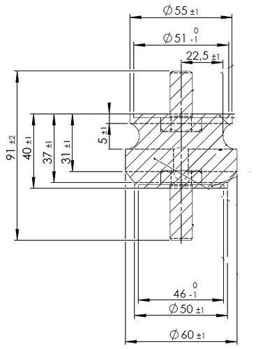 Rubber Mounting for DAF, Ø=60 /L=91, M12, ZINC