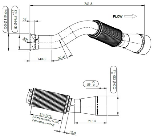 Pipe for Mercedes, E-Line