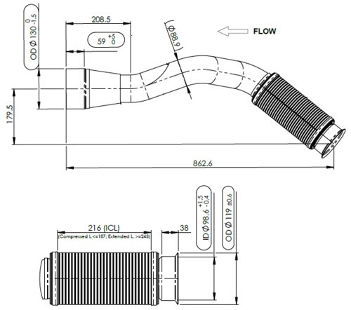 Pipe for Mercedes, E-Line