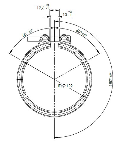 Heavy Duty V-Clamp for DAF, Ø=114.3 / L=25