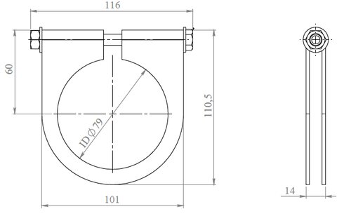 Truck Make Clamp for Mercedes, Ø=76-79 mm, ALU