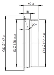 Pipe Connection Female for Volvo style, Ø=127 / L=40 mm, INOX