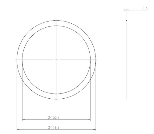 Gasket Low Leakage, Ø=101.6 / L=1.5, mm MICA