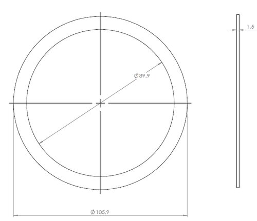 Gasket Low Leakage, Ø=88.9 / L=1.5 mm, Graphite