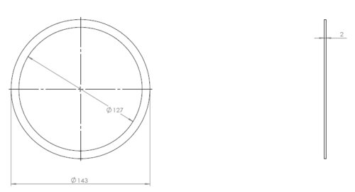 Gasket Low Leakage, Ø=127 / L=2 mm, Graphite