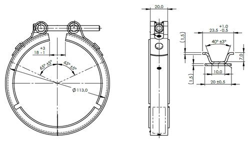 Heavy Duty V-Clamp for Volvo style, Ø=88.9 / L=20 mm, INOX