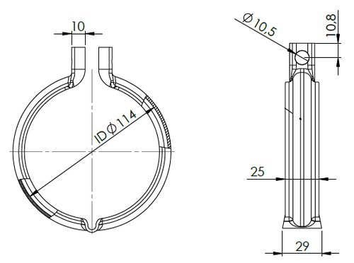 V-Clamp for Volvo, Ø=114 / L=29 mm, ALU