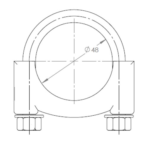 U-Bolt Clamp for LDV, Ø=48 / L=75 mm, M8, ZINC