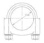 U-Bolt Clamp for LDV, Ø=48 / L=75 mm, M8, ZINC