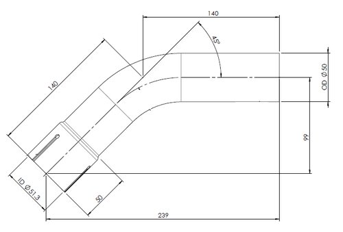 TUBE UNIVERSEL- COUDE 45'/dia 51-8 (OD/ID)