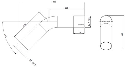 TUBE UNIVERSEL- COUDE 45'/dia 75-0 (OD/ID)