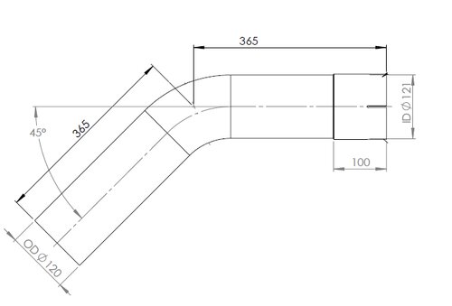 TUBE UNIVERSEL- COUDE 45'/dia120-0 (OD/ID)