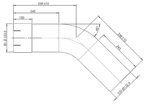 TUBE UNIVERSEL- COUDE 45`/dia152.4 (OD/ID)  BEN