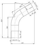 60ø Exhaust Bend, OD/ID=70/70.3, L=200, ALU