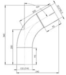 60° Exhaust Bend, OD/ID=90/90.3, L=200, ALU