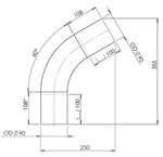60° Exhaust Bend, OD=90 / L=210, ALU