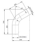 60° Exhaust Bend, OD=88.9 / L=205, ALU